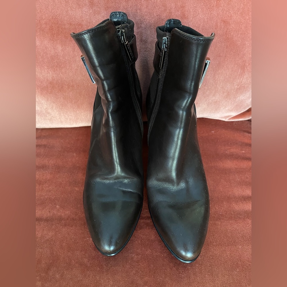 Brown high heeled boots